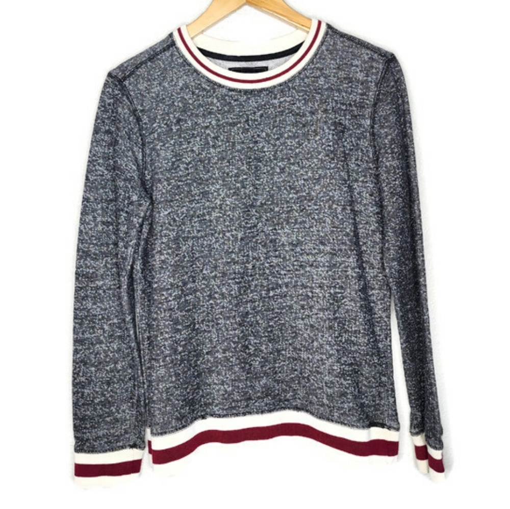 Forever 21 Men Flecked Gray Long Sleeve Varsity Pullover Shirt Size S